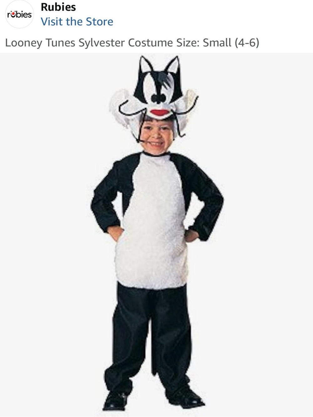 NWT Rubie's Looney Tunes Sylvester Character Child's Halloween Costume